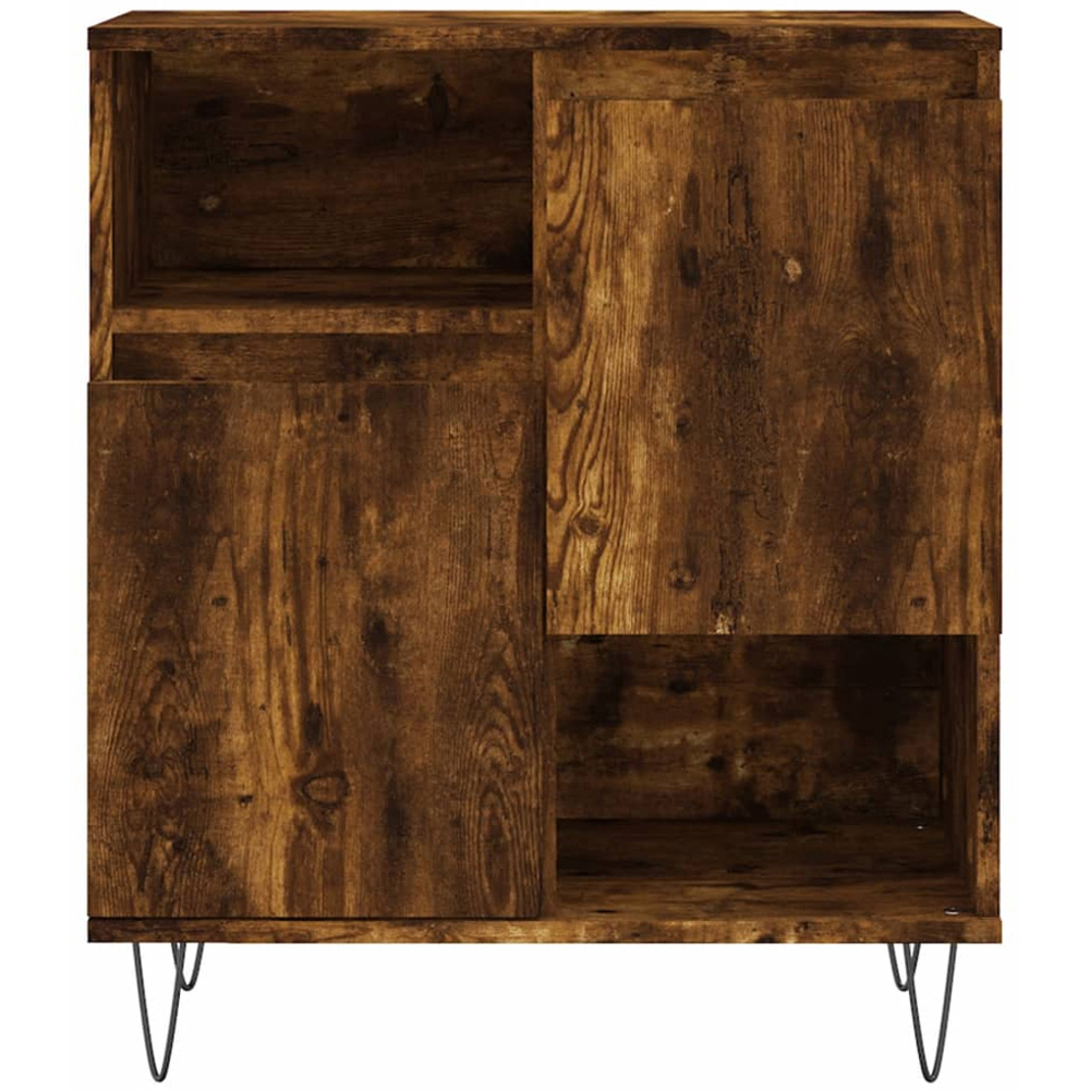 vidaXL 2 Door 2 Open Shelf Smoked Oak Sideboard with Metal Legs Image 5