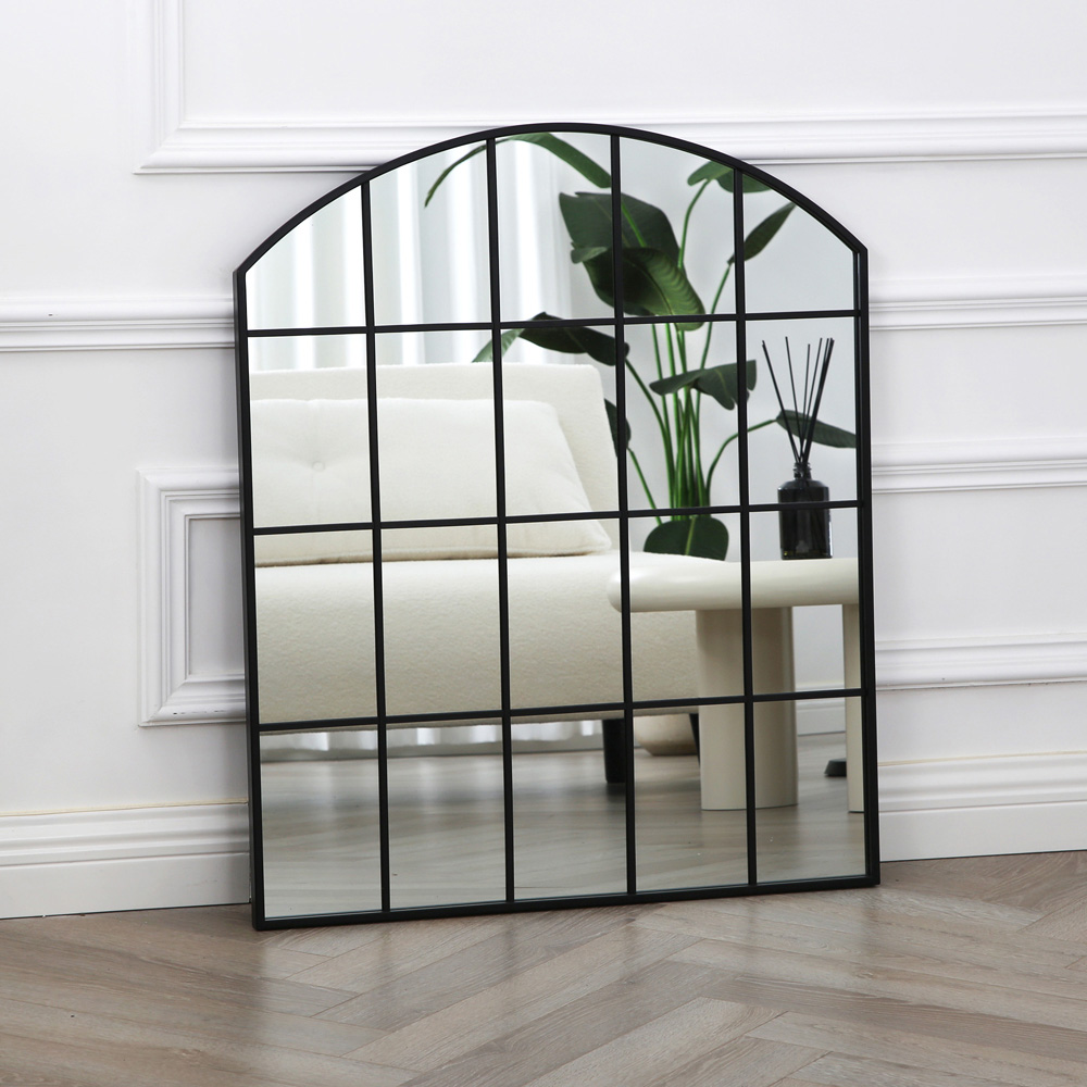 Aion Black Arched Industrial Wall Mirror 90 x 75cm Image 3