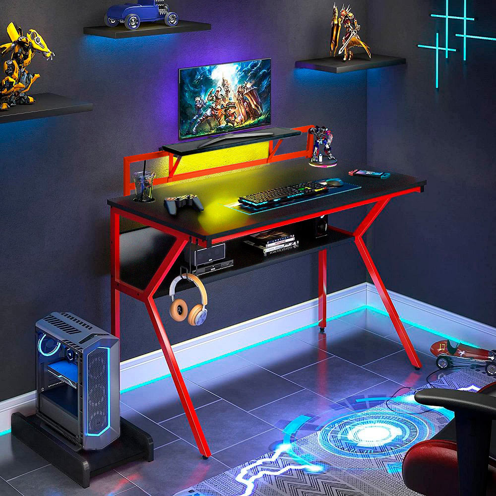 Neo Ergonomic 2 Tier Gaming Desk Red Image 8