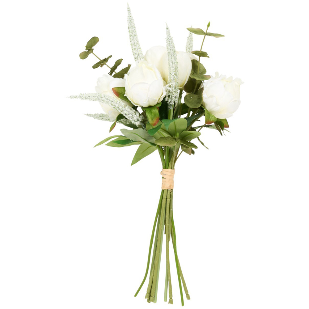 Artificial Peony Bud Salvia and Eucalyptus Bouquet Image 1