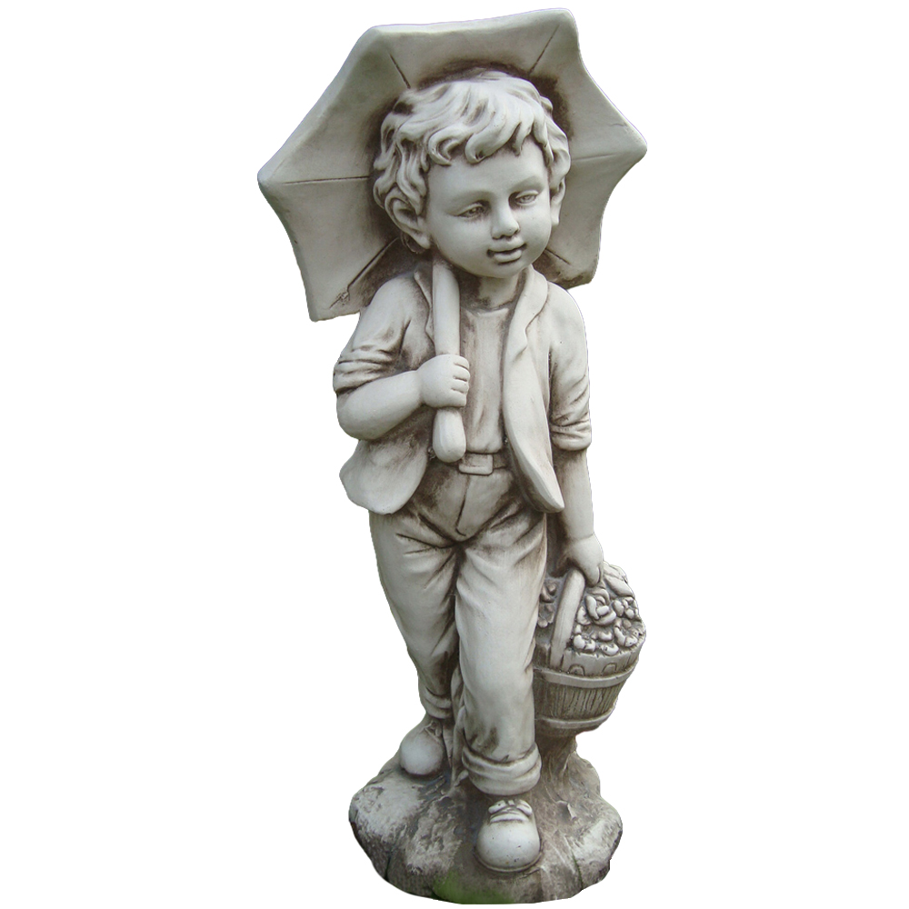 Umbrella Figurine Statue Light Grey Boy Image 1