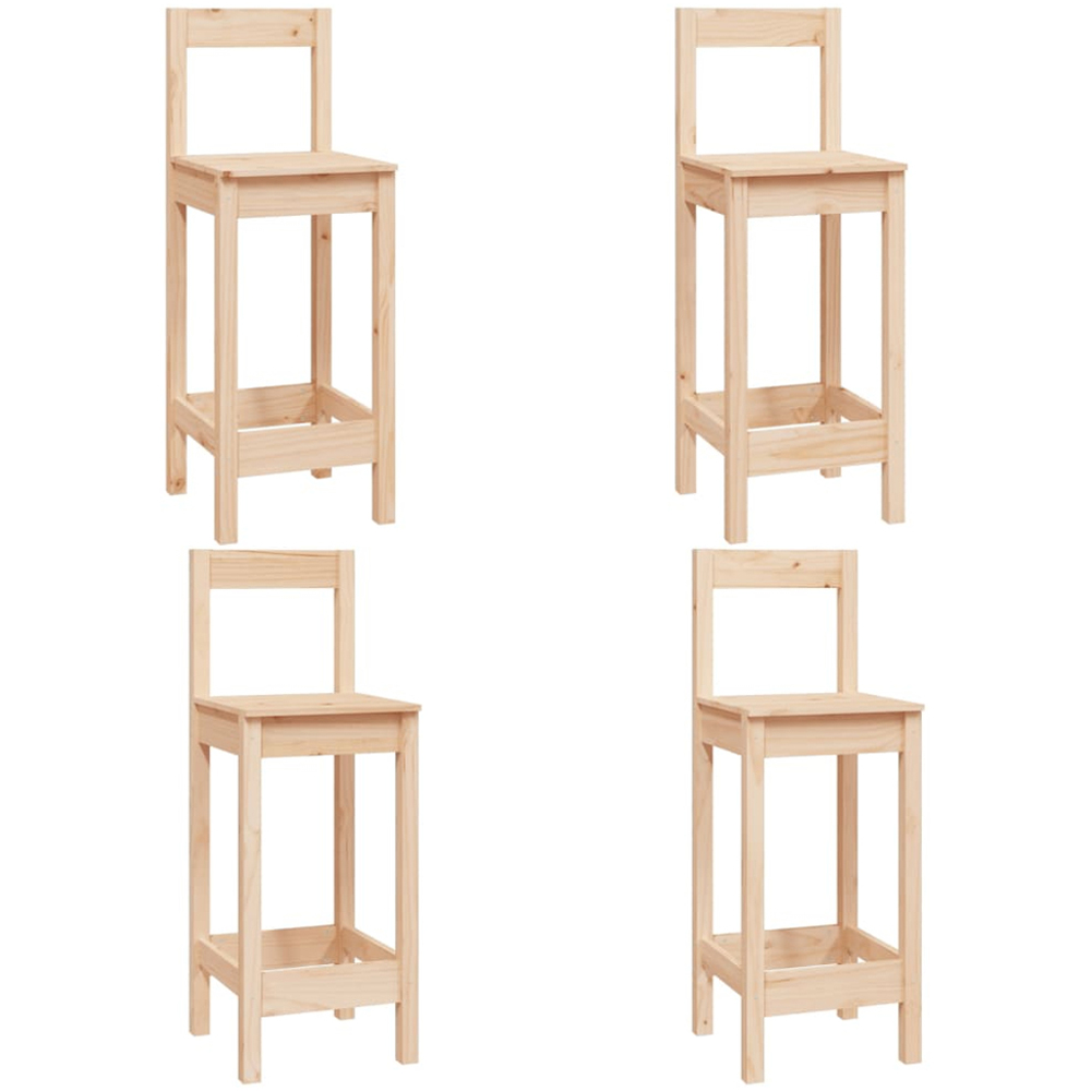 vidaXL 4 Seater Natural Solid Pine Wood Bar Table Set Image 3