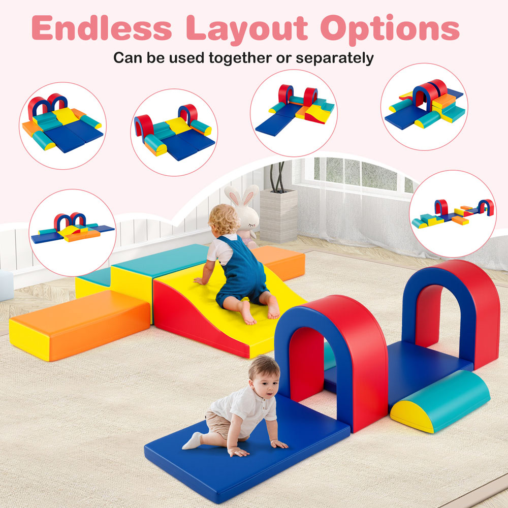 Costway Red Foam Climbing Block Set 10 Piece Image 6