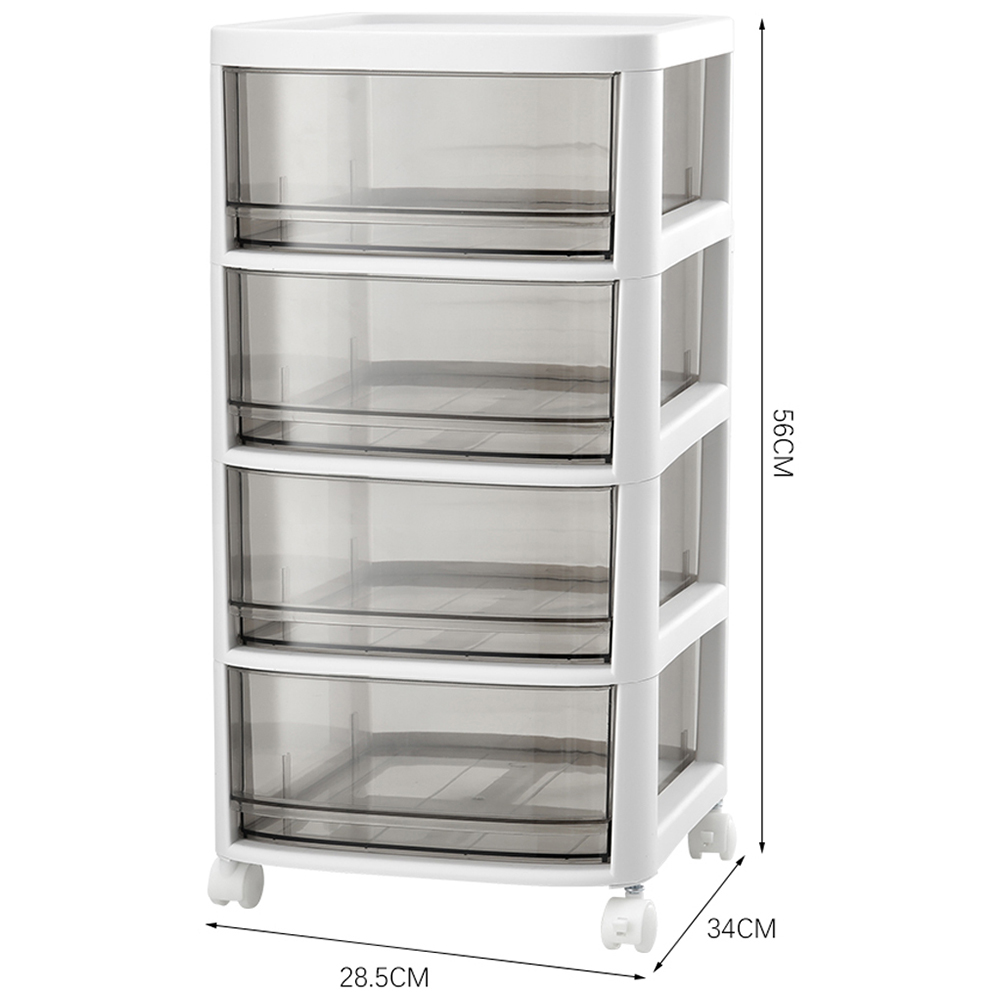 H&O Direct 4 Drawer Floor Standing Transparent Storage Cart Image 3