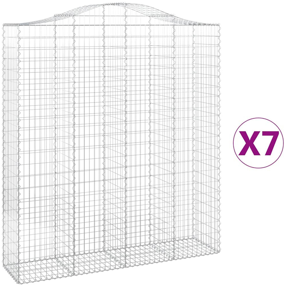 vidaXL Silver Galvanised Iron Arched Gabion Basket 200 x 50 x 220/240cm 7 Pack Image 4
