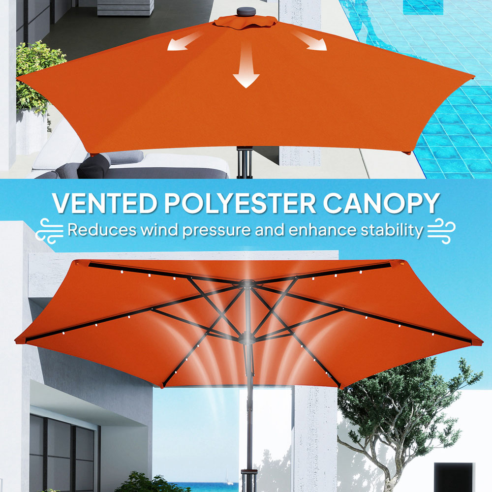 Outsunny Orange Solar LED Cantilever Parasol 3m Image 6