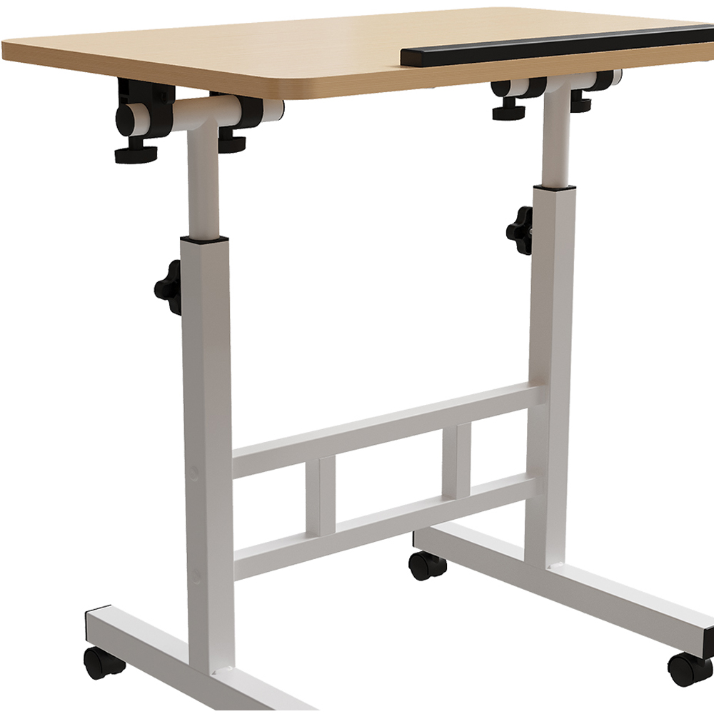 Living and Home Height Adjustable Mobile Laptop Desk White Maple Image 4