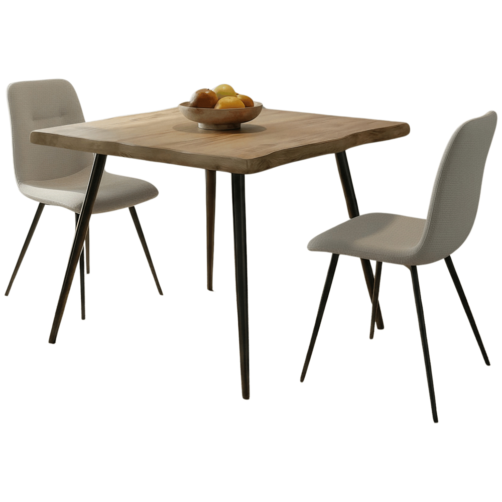 Home Source Avara and Ashford 2 Seater Square Dining Set Oak Woodgrain Effect and Off White Image 2