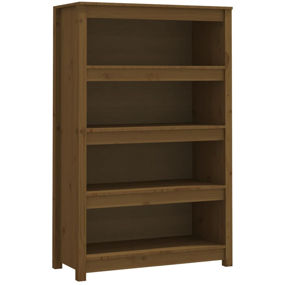 vidaXL 4 Shelf Honey Brown Solid Pine Wood Bookcase Image 2