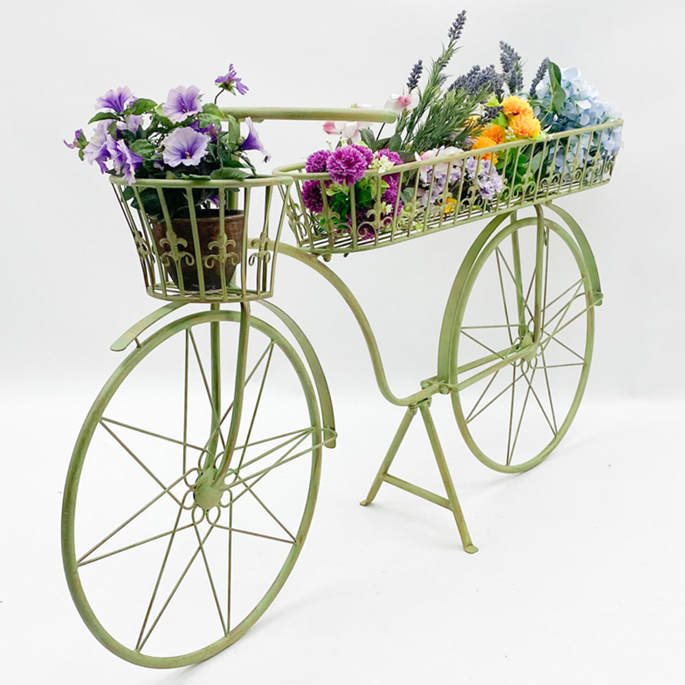 Acacia Home Leaf Green Metal Bicycle Planter 138cm Image 2