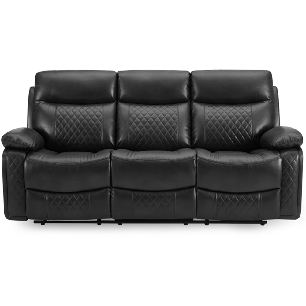 Home Detail Carson 3 Seater Black Faux Leather Manual Recliner Sofa Image 3