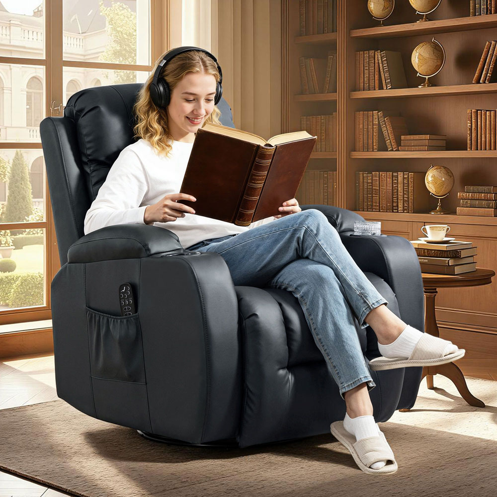 HOMCOM Black Massage and Heat Recliner Chair with 8-Point Vibration Image 3