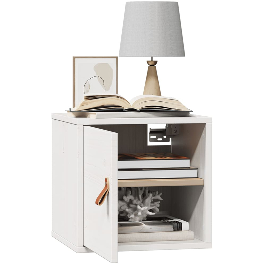 vidaXL Single Door White Solid Pine Wood Wall Cabinet Image 3