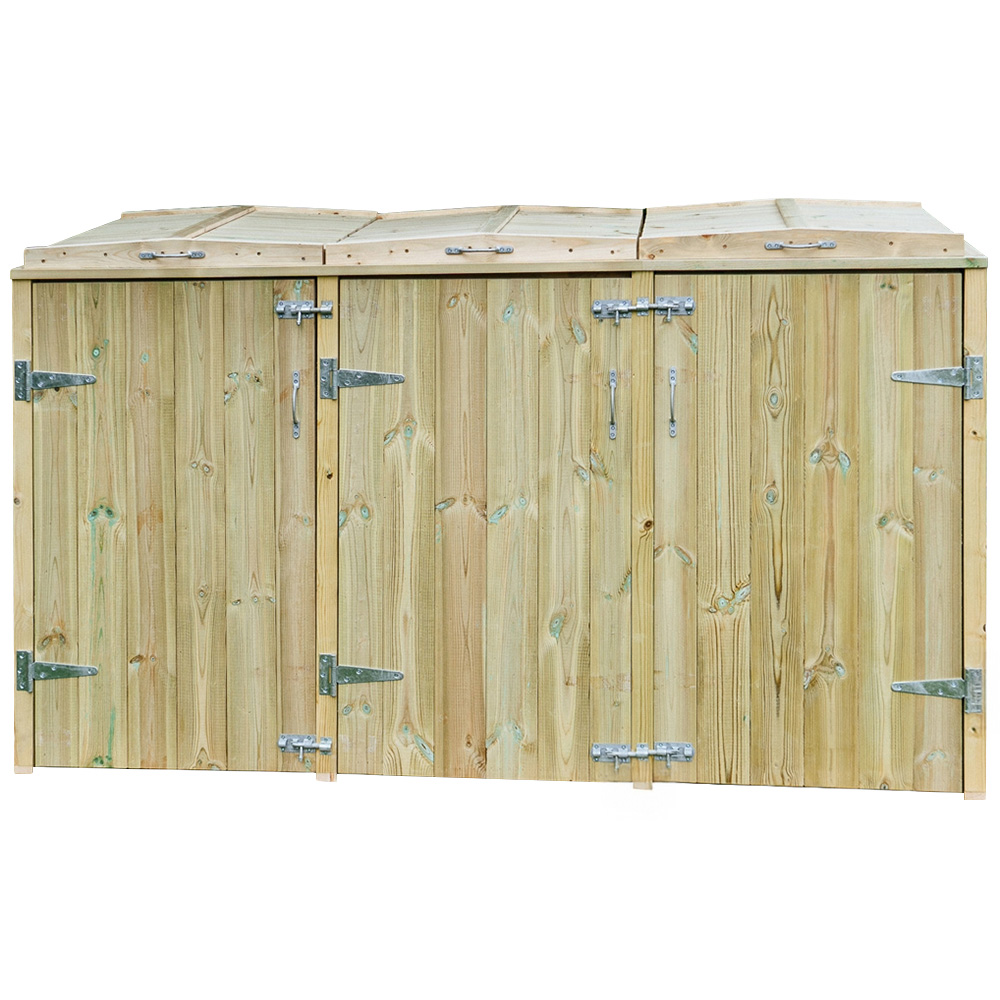 The Garden Village Shireburn 240L Triple Wheelie Bin Shed Image 1