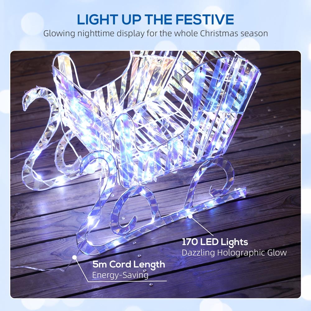 Everglow 170 Warm White LED Reindeer with Sleigh Christmas Decoration Image 8