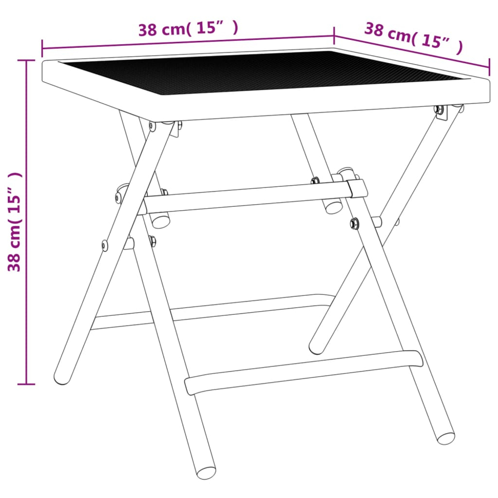 vidaXL Anthracite Steel Mesh Foldable Garden Table 38 x 38 x 38cm Image 8