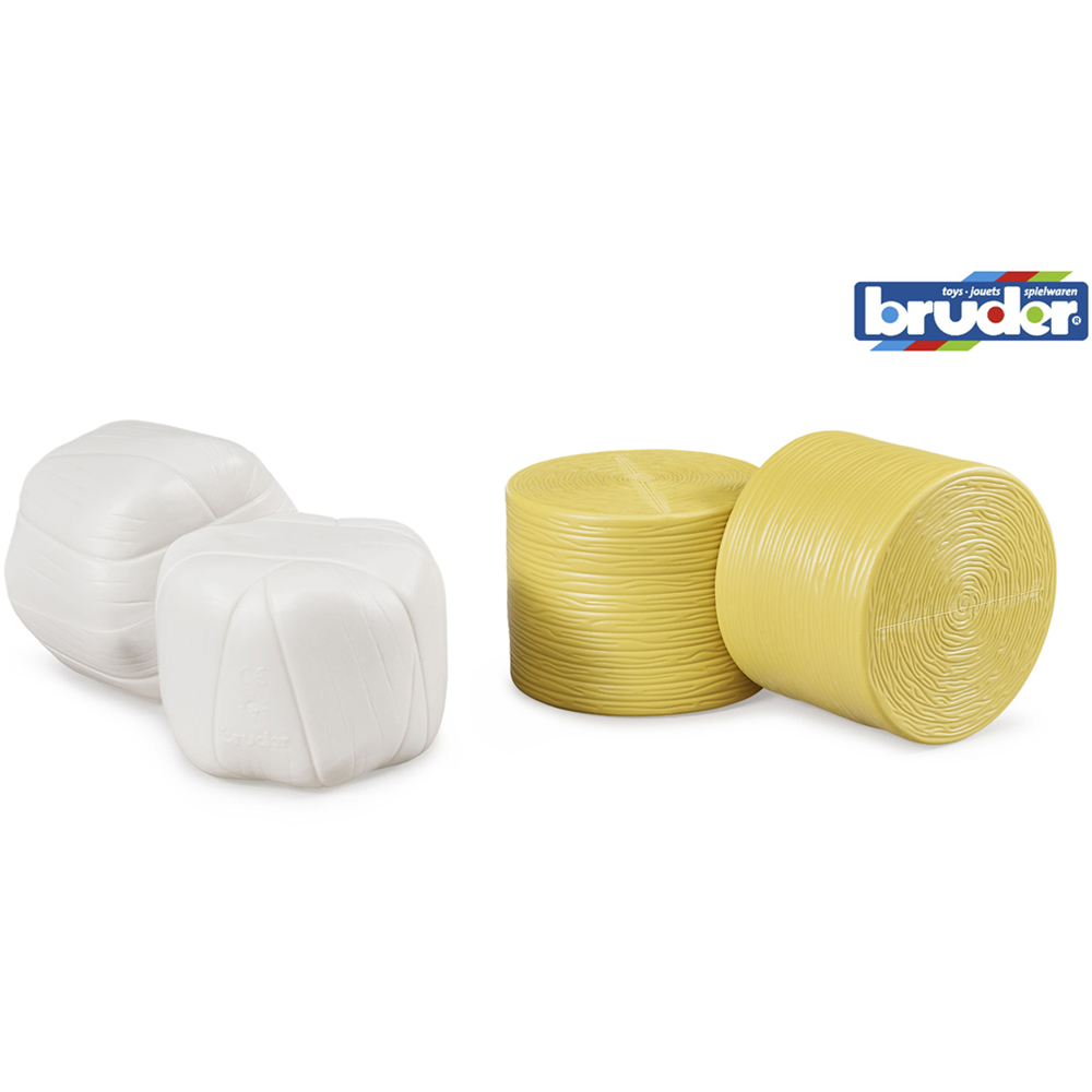 Bruder Kids White and Ochre Round Hay Bales Accessory 4 Pack Image 2