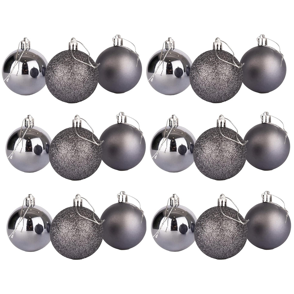 Shatchi 6cm Dark Grey Shatterproof Bauble 18 Pack Image 1