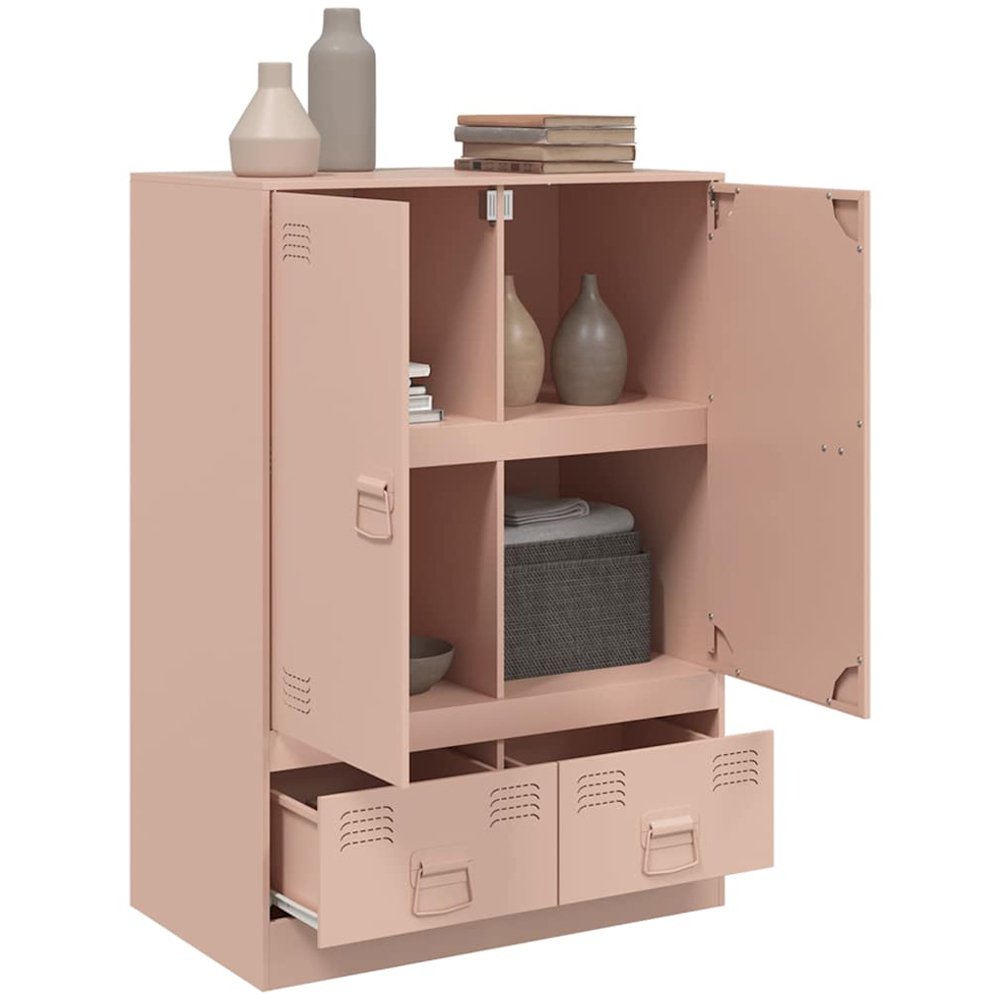vidaXL 2 Door 2 Drawer Pink Steel Highboard Image 5