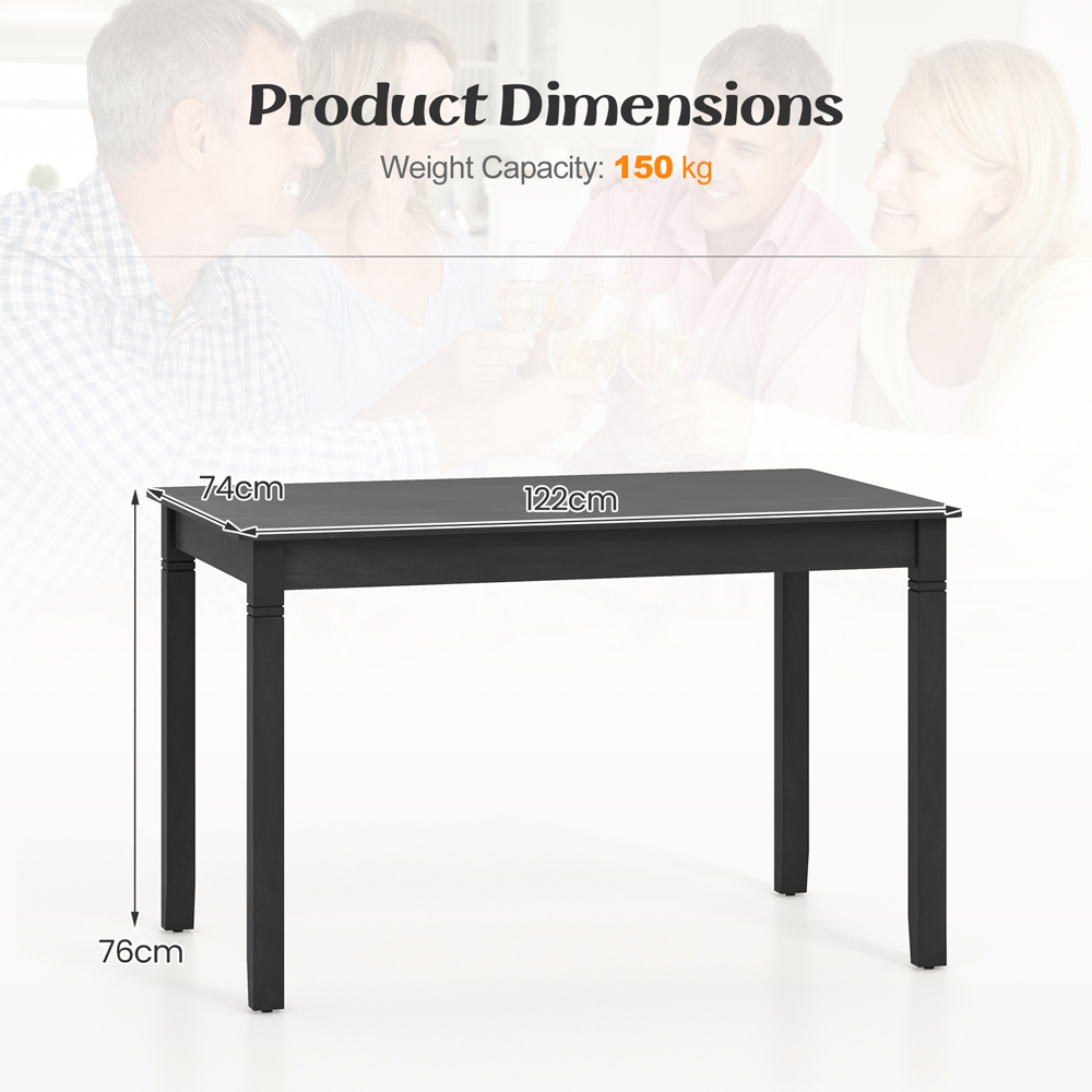 Costway 4 Seater Wooden Rectangular Dining Table Black Image 9