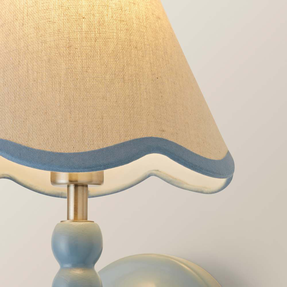 ValueLights Trim Scallop Shade Blue Bobbin LED Wall Light with Bulb Image 5
