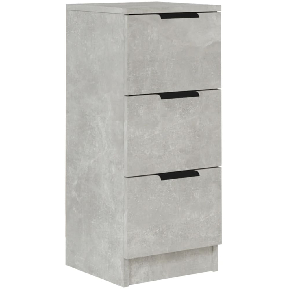 vidaXL 3 Drawer Concrete Grey Wooden Sideboard Image 2