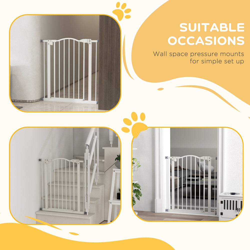 PawHut White 74-80cm Adjustable Metal Pet Safety Gate Image 7