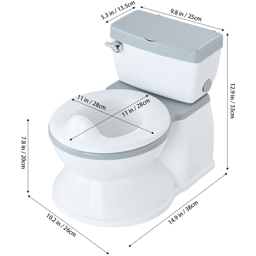 H&O Direct Grey Realistic Baby Potty Training Toilet with Flushing Sound Image 6