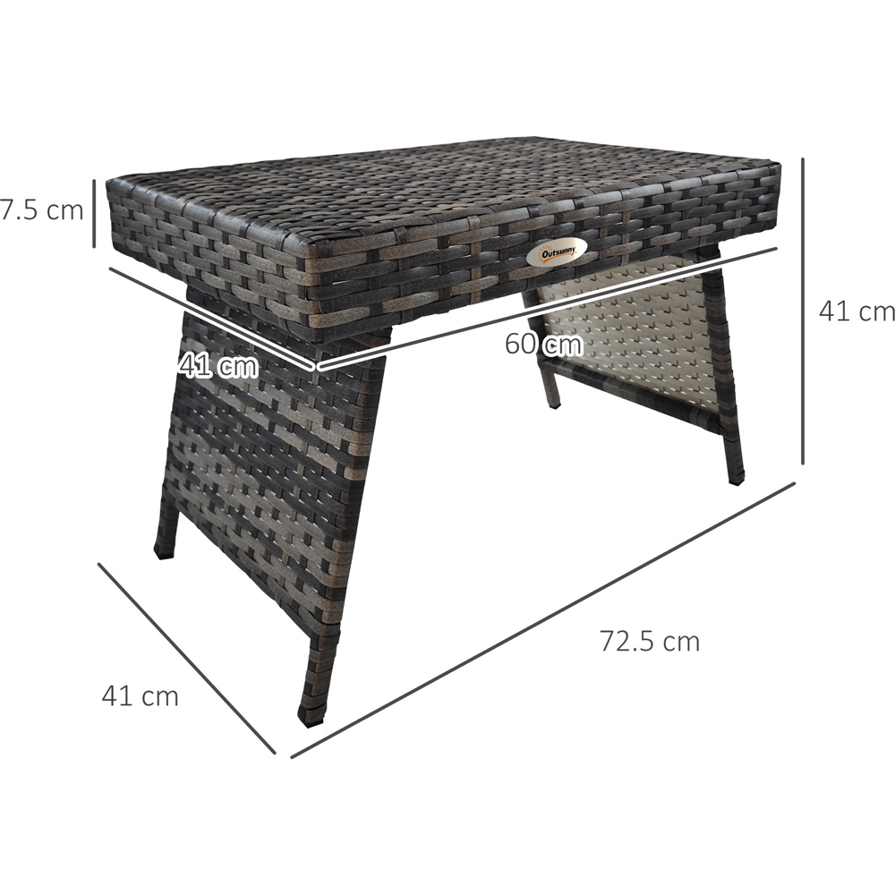 Outsunny Grey Rattan Foldable Square Metal Coffee Table Image 8