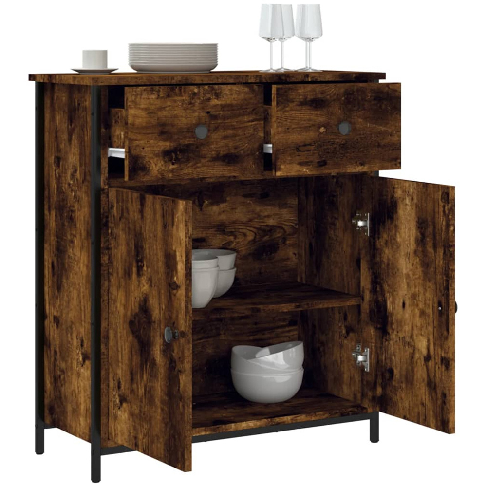 vidaXL 2 Door 2 Drawer Smoked Oak Sideboard Image 4
