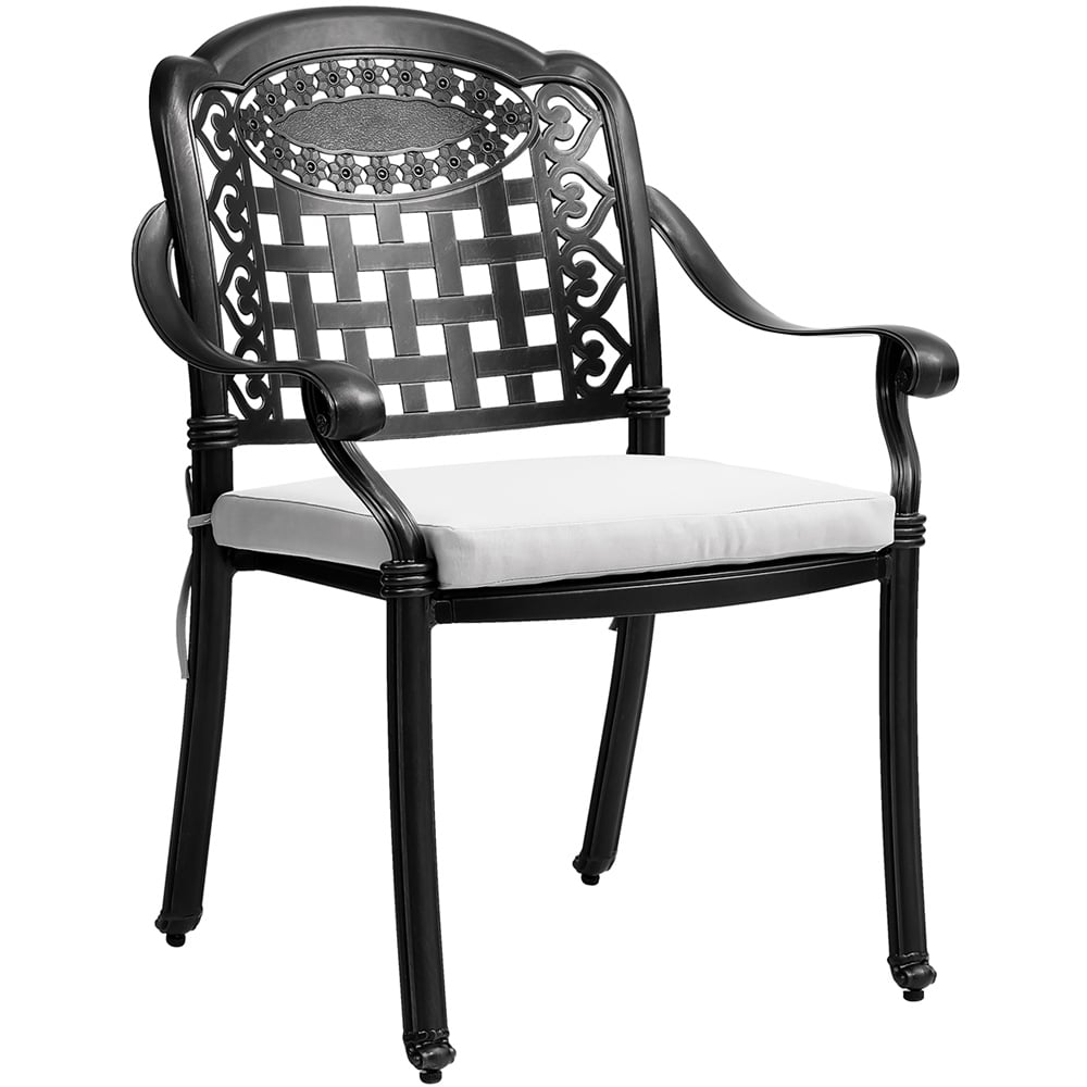 Living and Home Set of 2 Grey Aluminium Dining Chair with Cushions Image 2