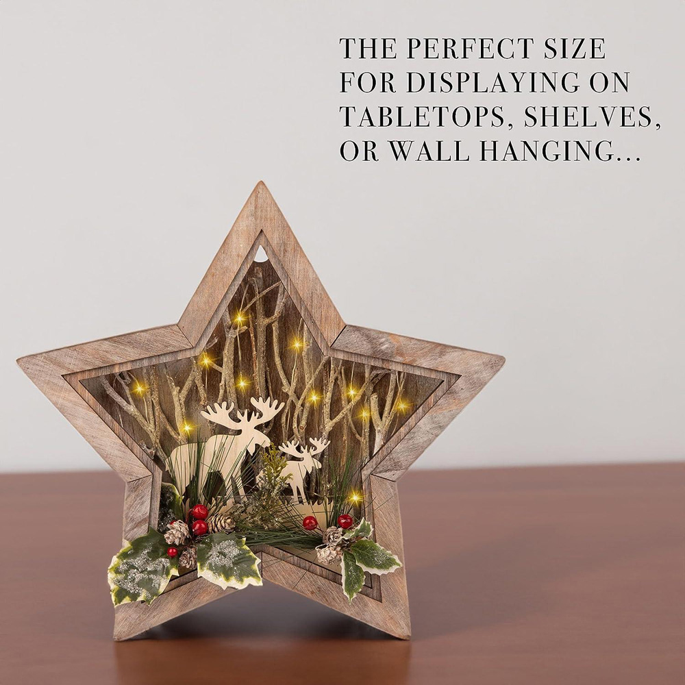 Shatchi Wooden LED Star Shape Reindeer Scene 38cm Image 3