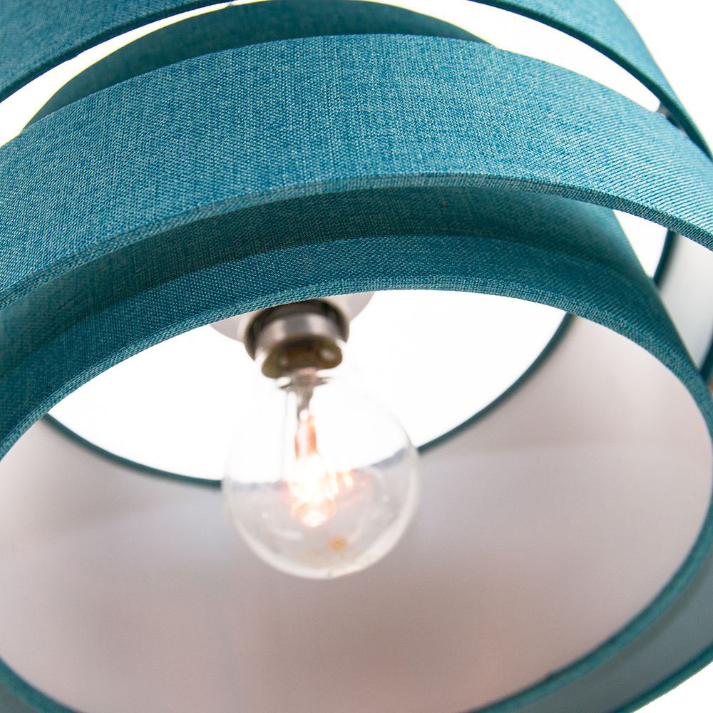 Happy Homewares Contemporary 3 Tier Teal Linen Fabric Pendant Shade Image 4