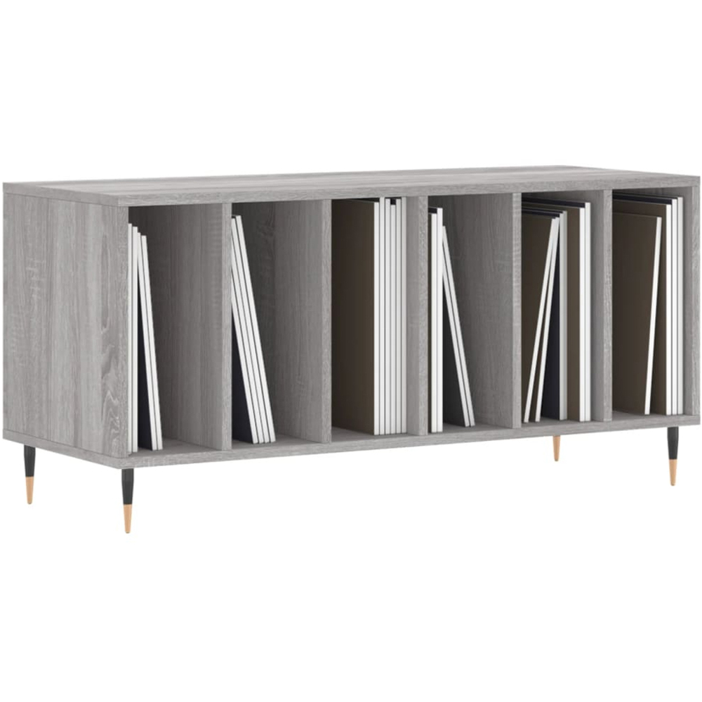 vidaXL 6 Shelf Grey Sonoma Record Cabinet Image 3