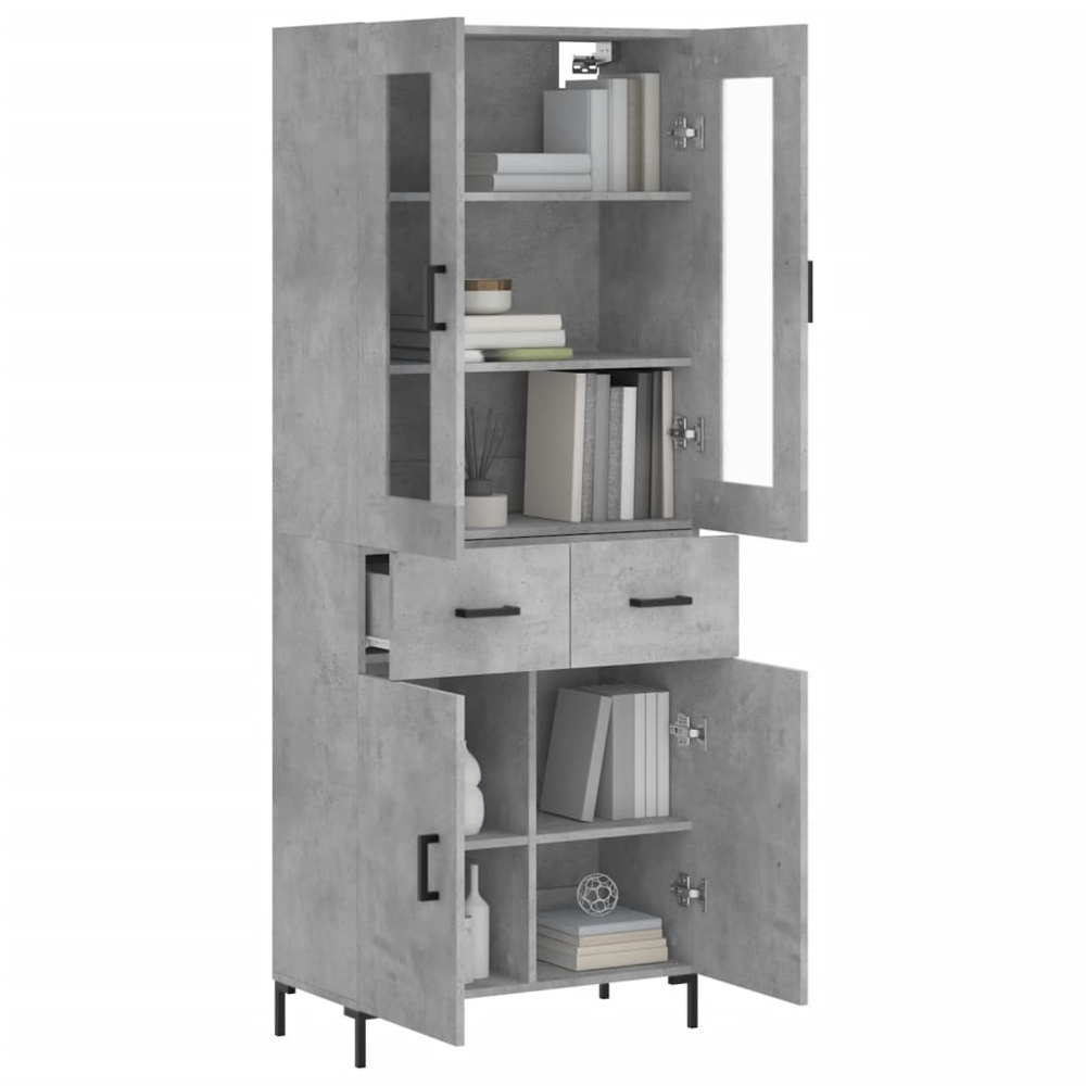 vidaXL 4 Door 2 Drawer Concrete Grey Highboard Image 3