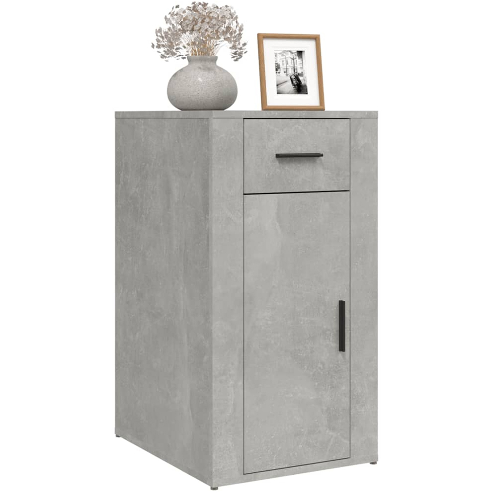 vidaXL Single Door Single Drawer Concrete Grey Wooden Desk Cabinet Image 4