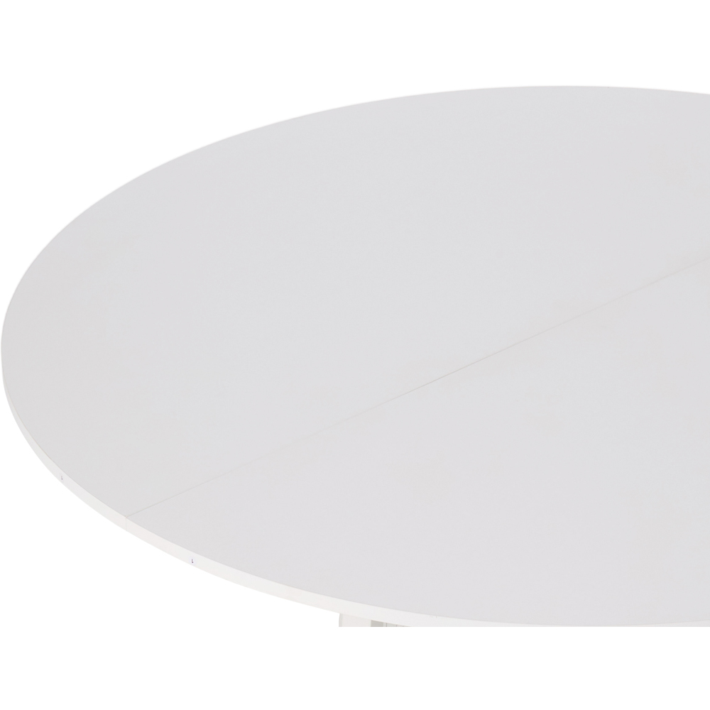 Living and Home 4 Seater White Round Dining Table with Storage Shelf Image 4