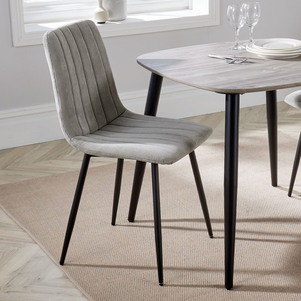Core Products Aspen Set of 2 Grey and Black Straight Stitch Cord Dining Chair Image 5