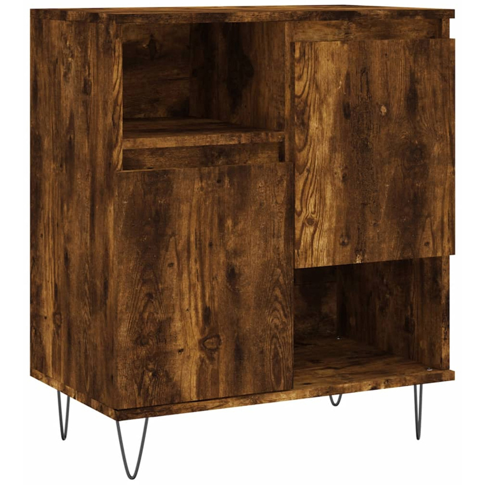 vidaXL 2 Door 2 Open Shelf Smoked Oak Sideboard with Metal Legs Image 2