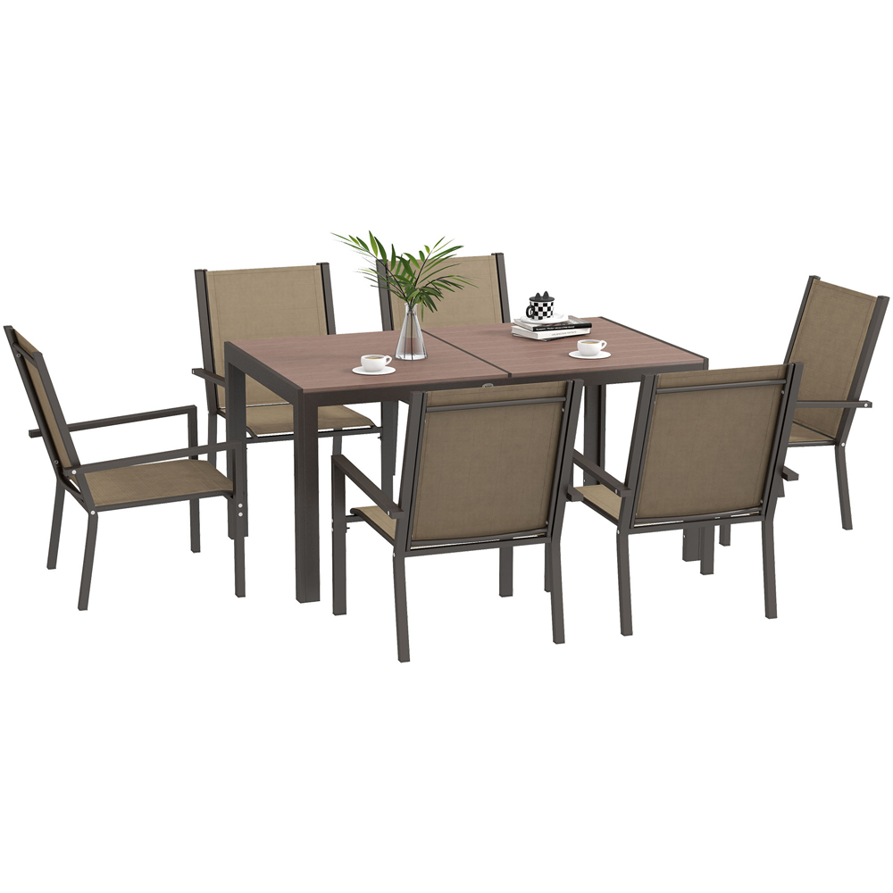 Outsunny 6 Seater Brown Garden Dining Set Image 2