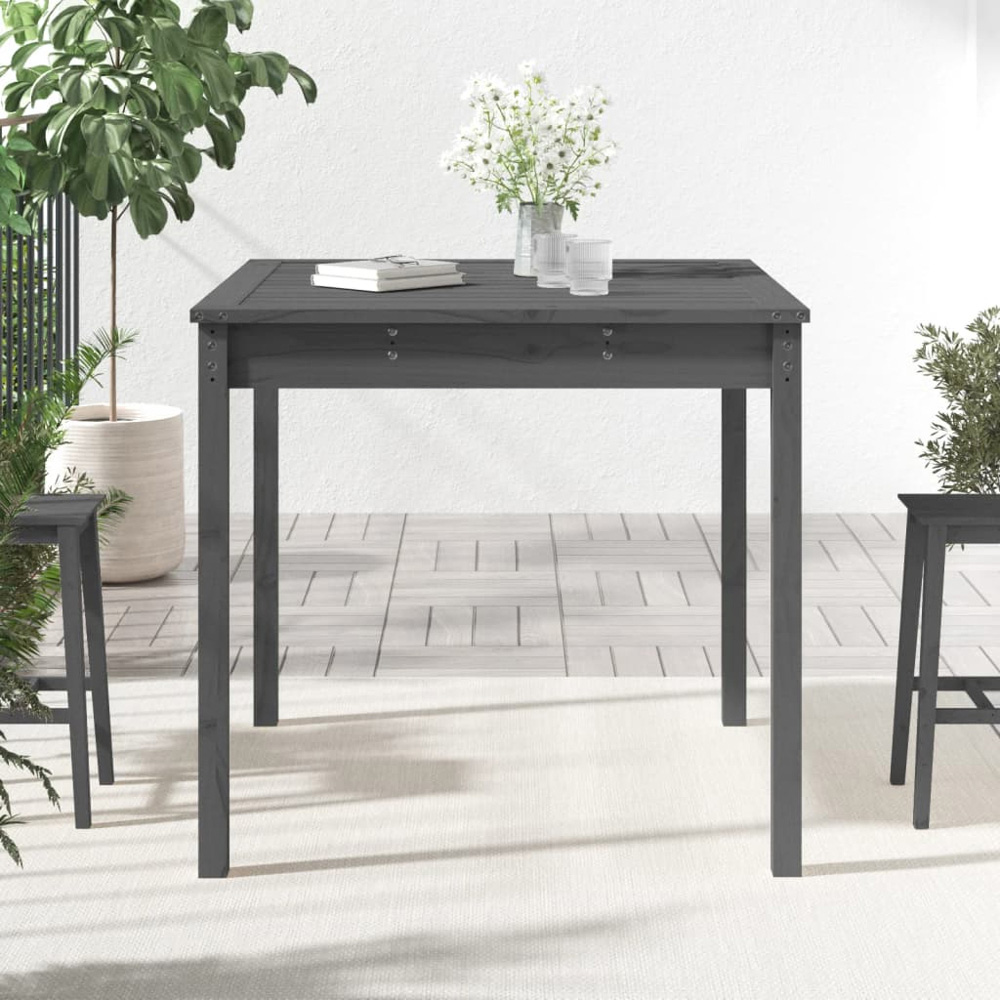 vidaXL 2 Seater Solid Pine Wood Garden Dining Table Grey Image 7
