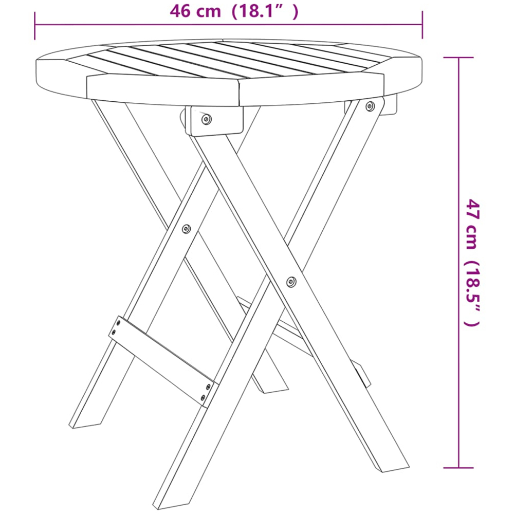 vidaXL White Solid Acacia Wood Folding Garden Table 46cm Image 6
