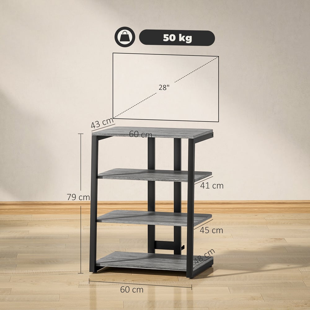 HOMCOM 4-Tier Dark Grey HiFi Rack Stand Image 9