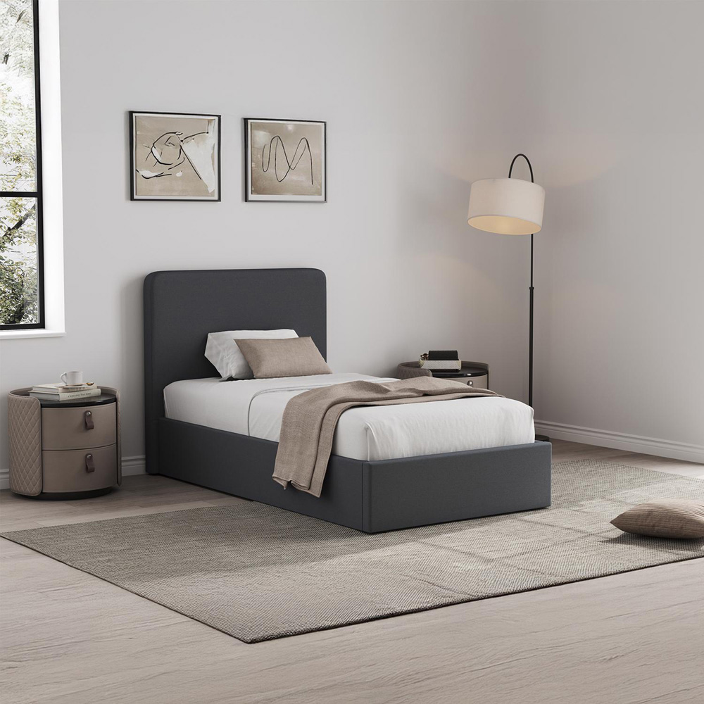 FWStyle Single Grey Upholstered Lift Up Ottoman Bed Frame Image 8