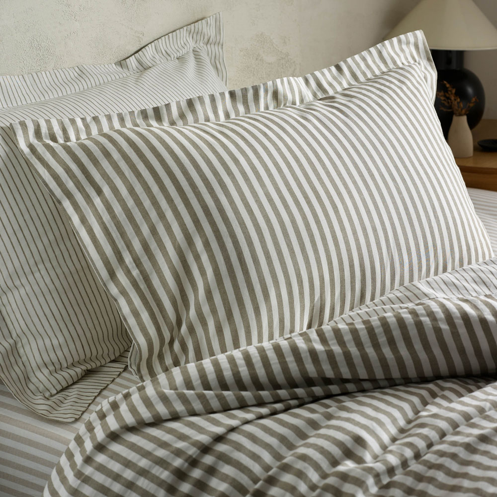 Yard Hebden King Size Melange Stripe Cotton Mole Duvet Set Image 3