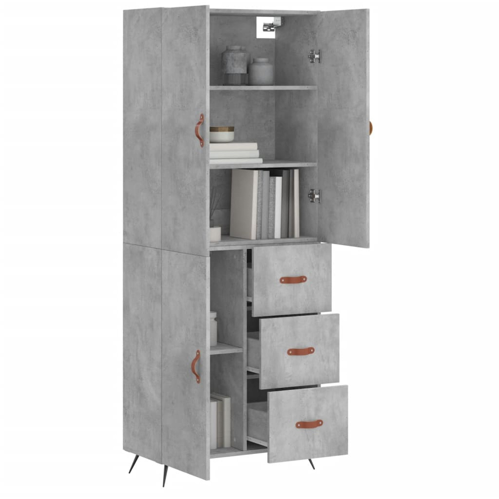 vidaXL 3 Door 3 Drawer Concrete Grey Highboard Image 3