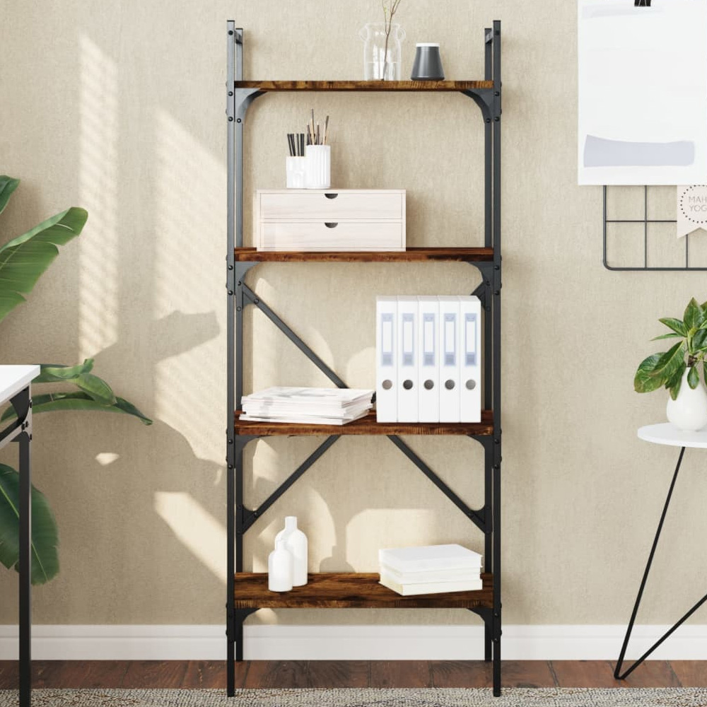 vidaXL 4 Shelf Smoked Oak Bookcase Image 1