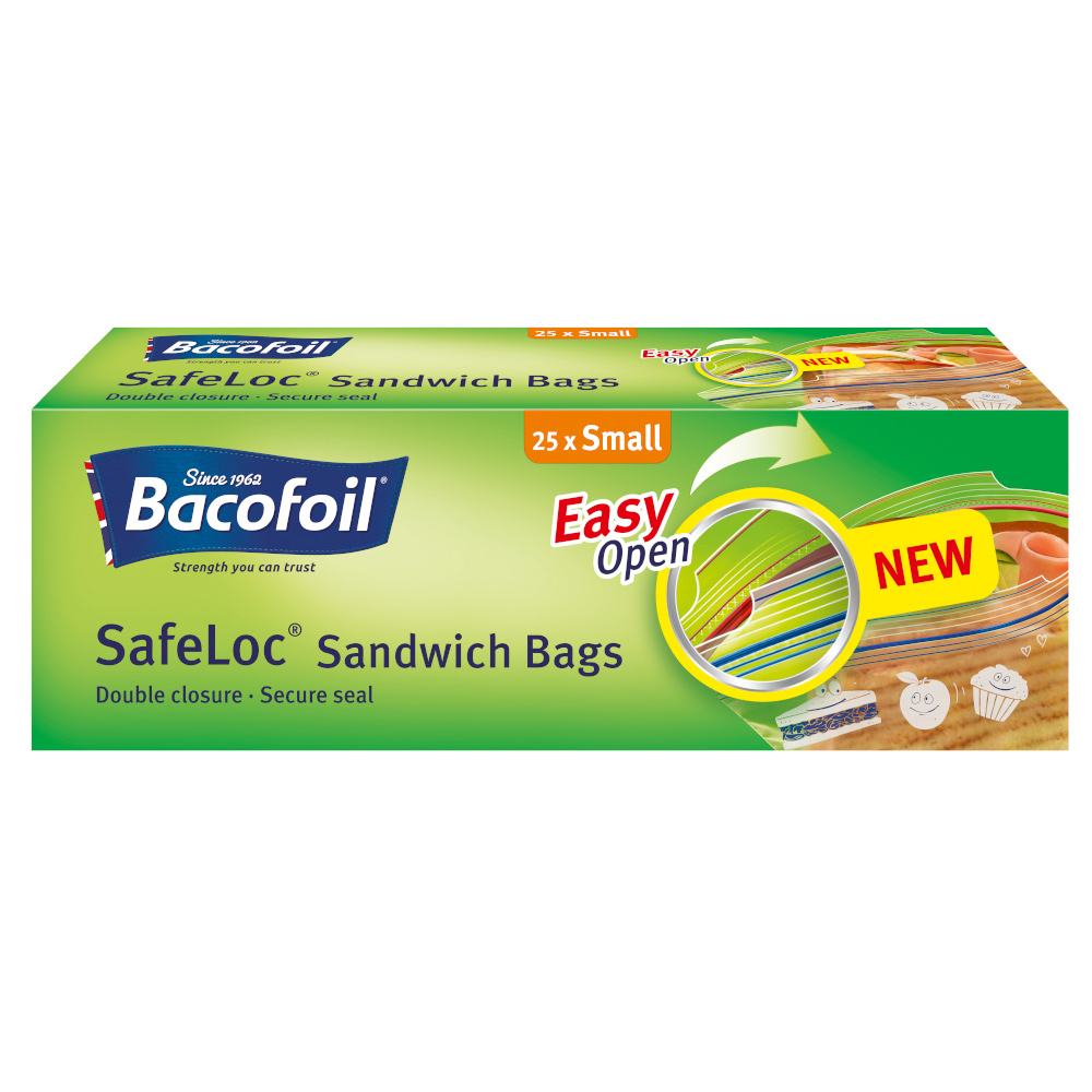 Bacofoil SafeLoc Sandwich Bags Clear Small 25 Pack Image 1