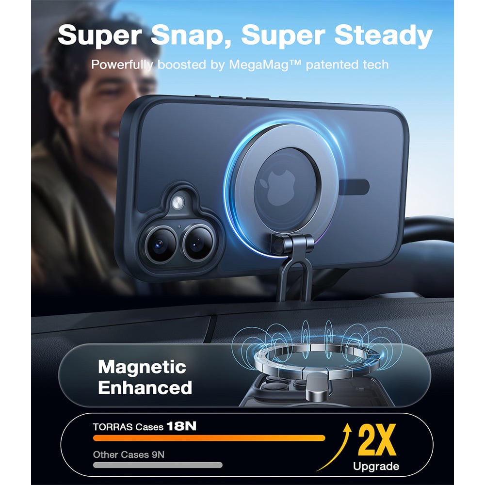 Torras Guardian Black iPhone 16 Magnetic Phone Case Image 5