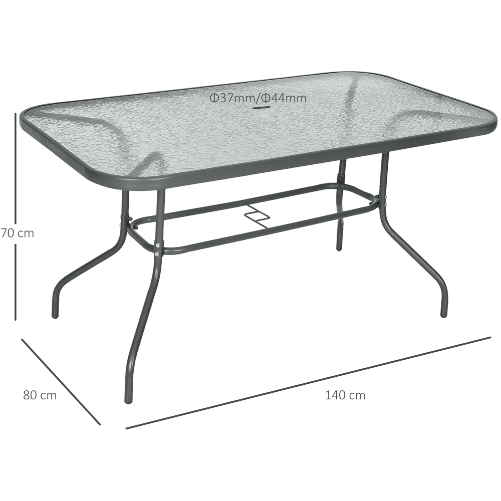 Outsunny Curved Aquatex Glass Garden Table Grey Image 8